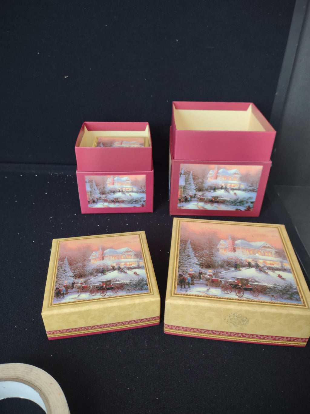 Christmas Thomas Kinkade Painter of Light Set of 3 Gift Boxes (lot 2372)