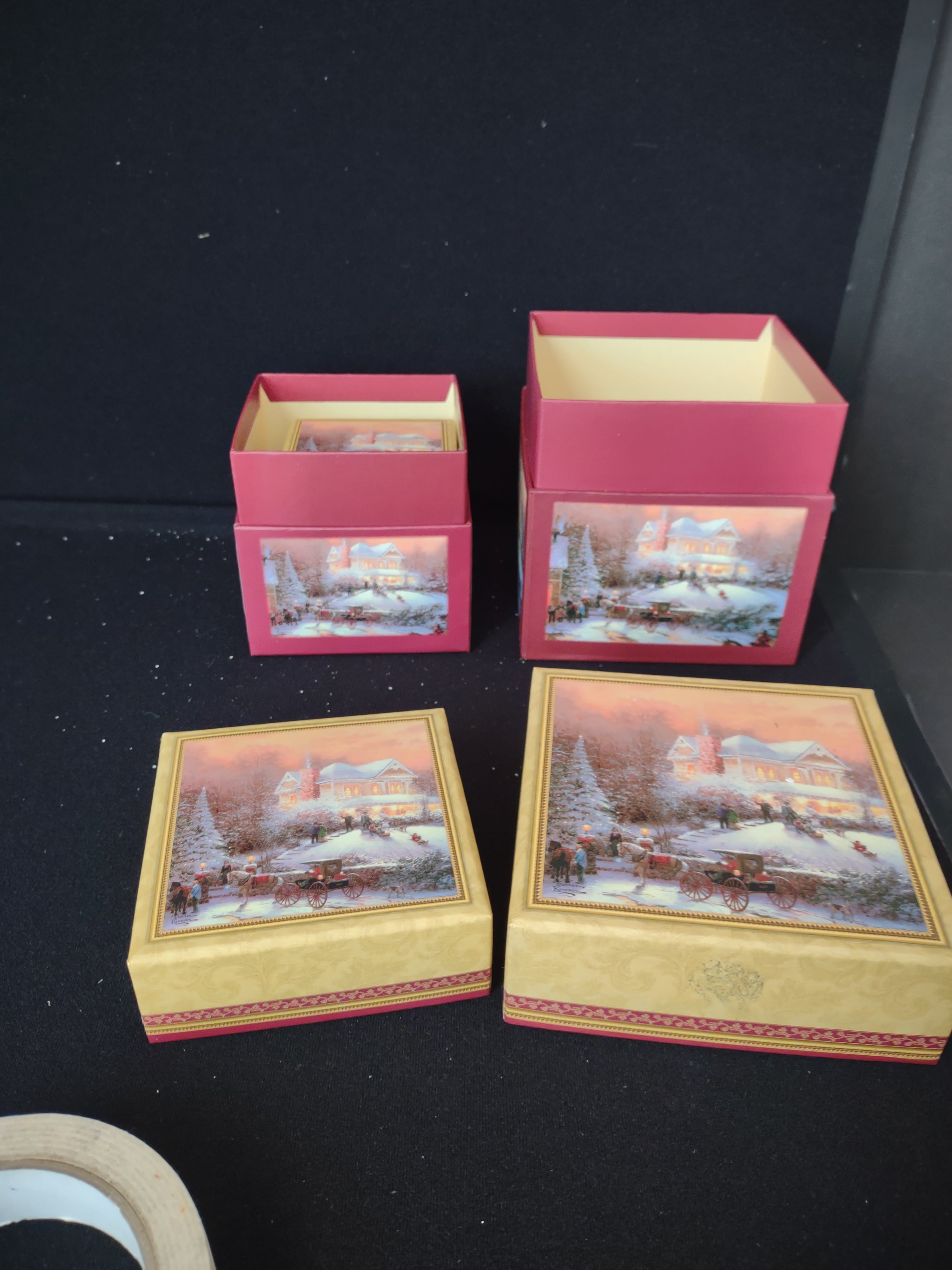 Christmas Thomas Kinkade Painter of Light Set of 3 Gift Boxes (lot 2372)
