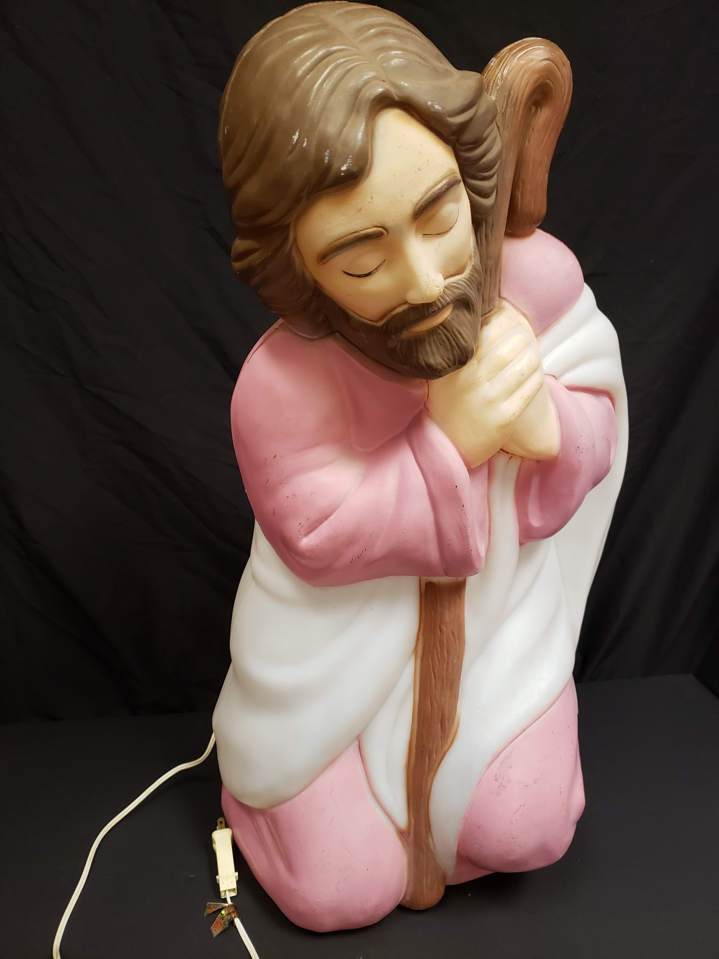 Vintage Christmas Blow Mold Nativity Joseph Pink Figurine (lot 2239)