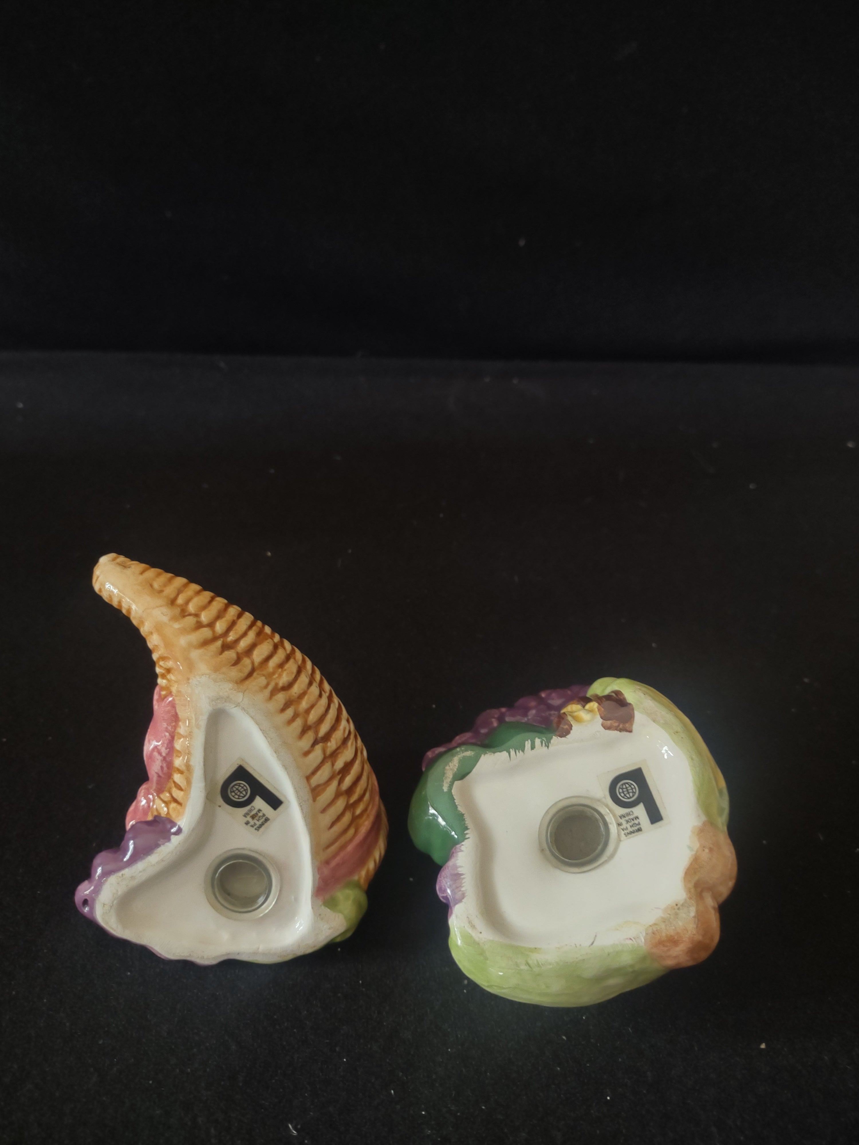 Brinn Ceramic Thanksgiving/Fall Cornucopia Pumpkin Salt Pepper Shakers (Lot 3447