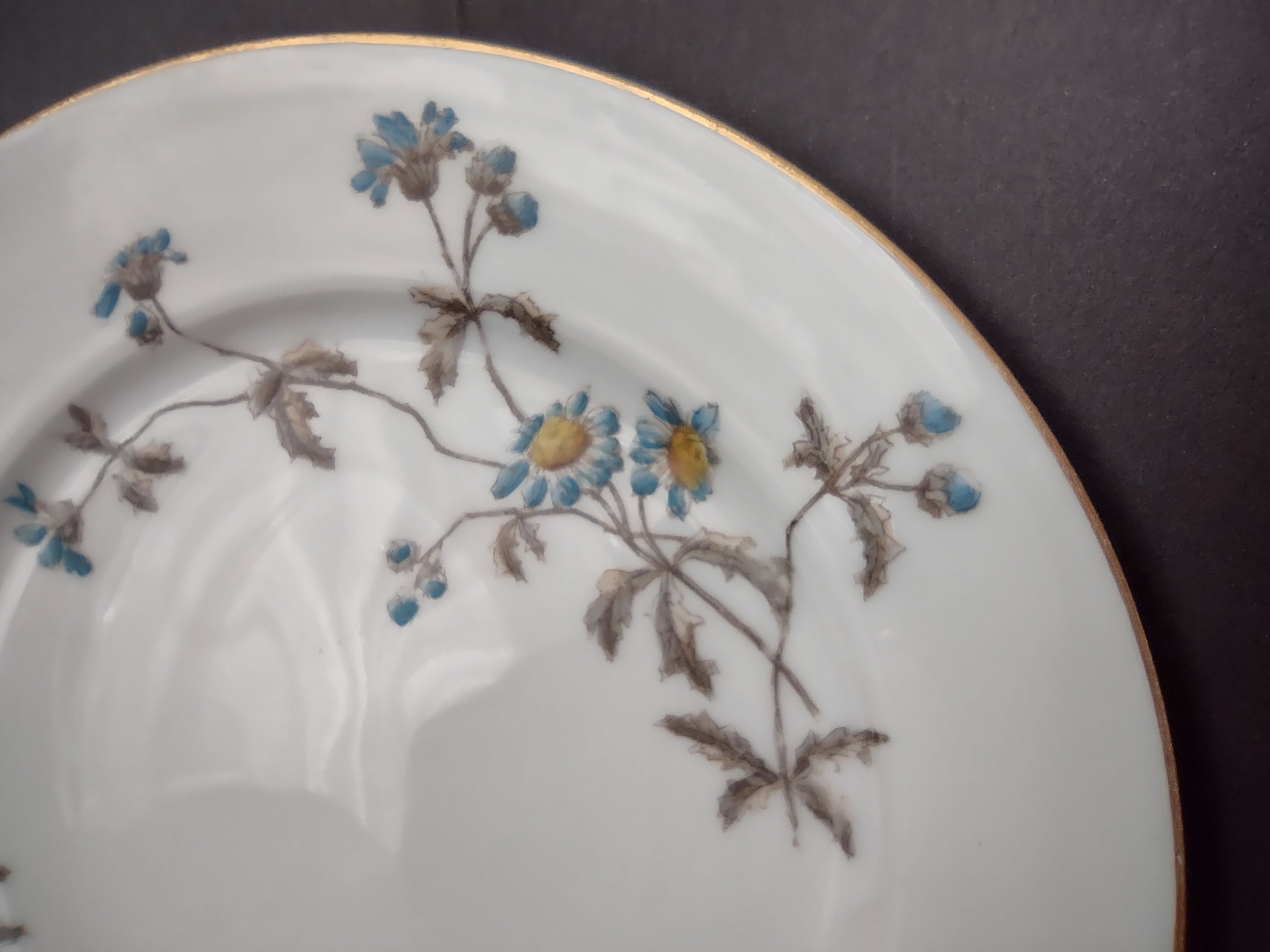 CFH GDA Haviland Limoges Luncheon/Salad Plate Blue Daisy Rustic Cottage (lot 982