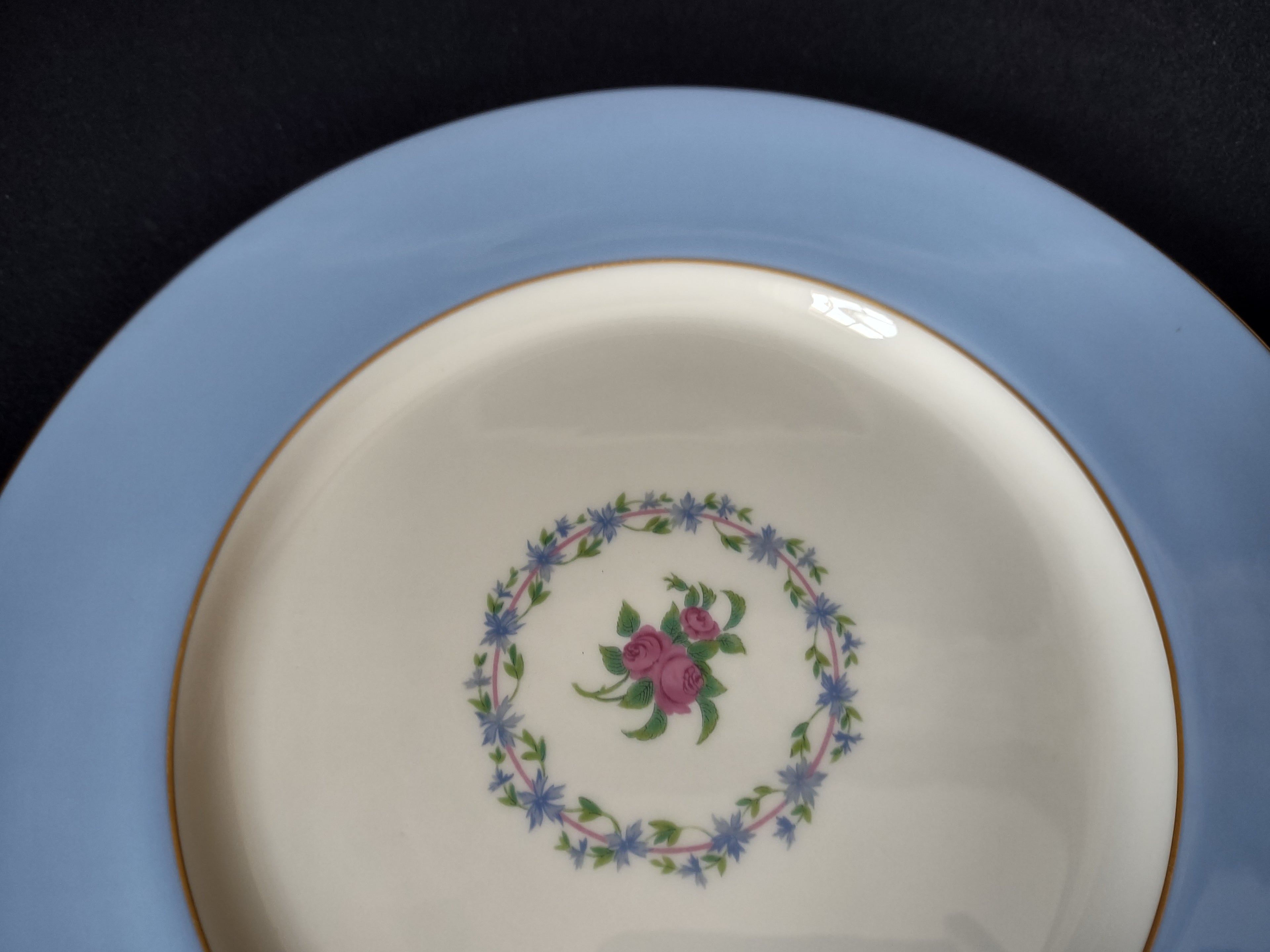 Vintage Lenox Blue Rim Black Starr & Frost Gorham Dinner Plate (lot 1797)