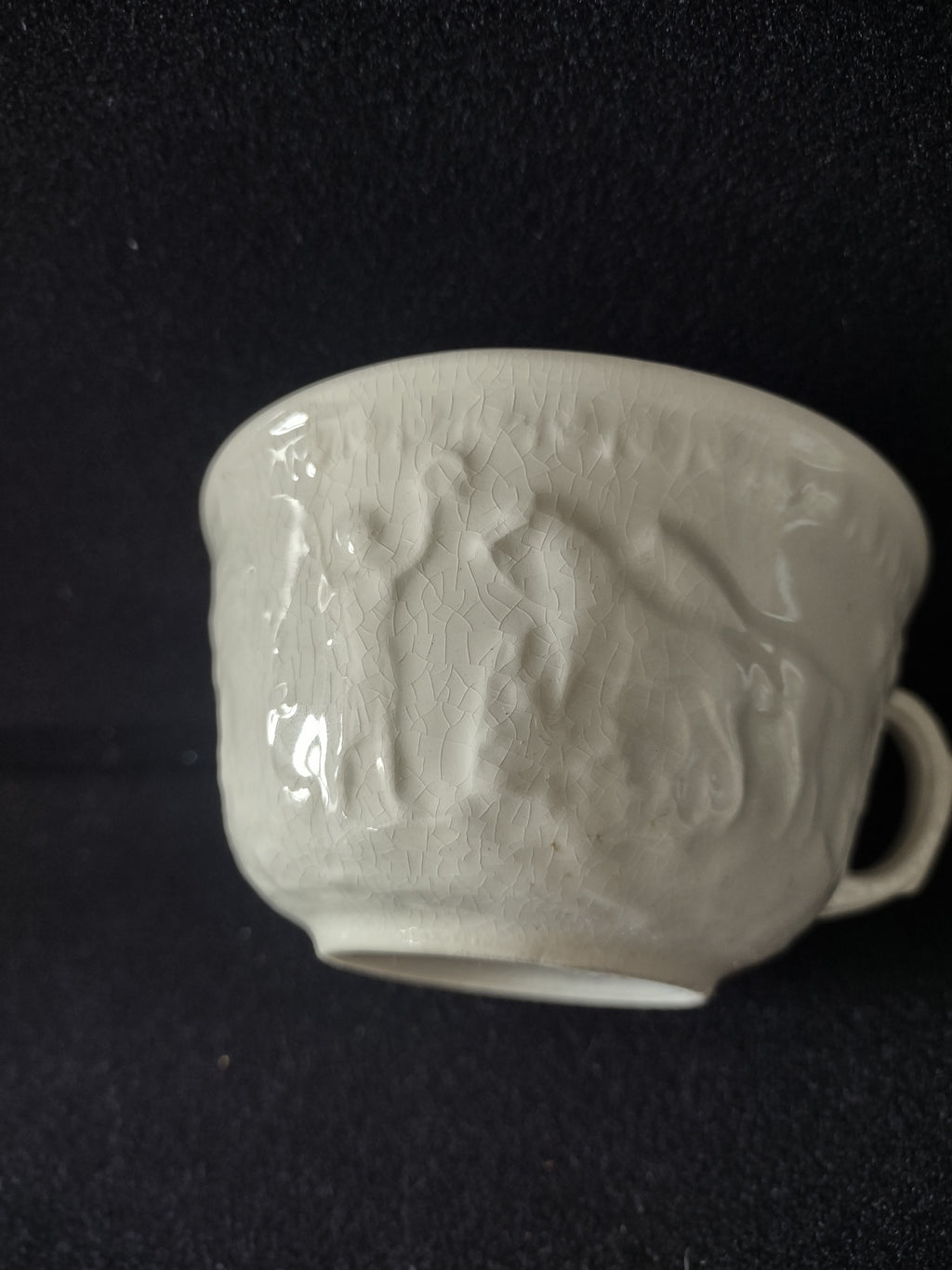 Vintage T G Green Teacup Saucer White Ironstone Hunt Club IMPERFECT (Lot 5664)