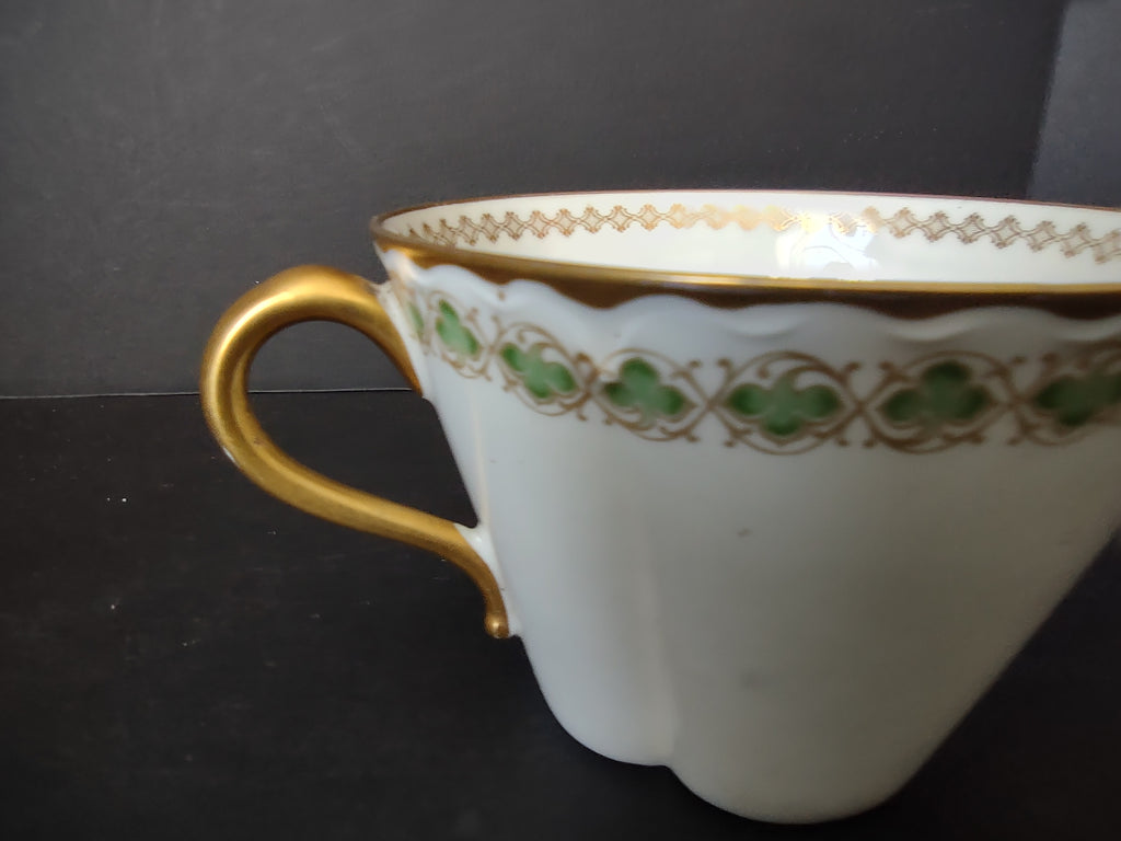 Haviland France Limoges Shamrock Cup ONLY White Green Gold (lot 1111)