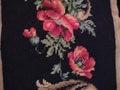 Handsewn Needlepoint Panel Floral Design Black Red Poppies 62 X 9" (Lot 4509)