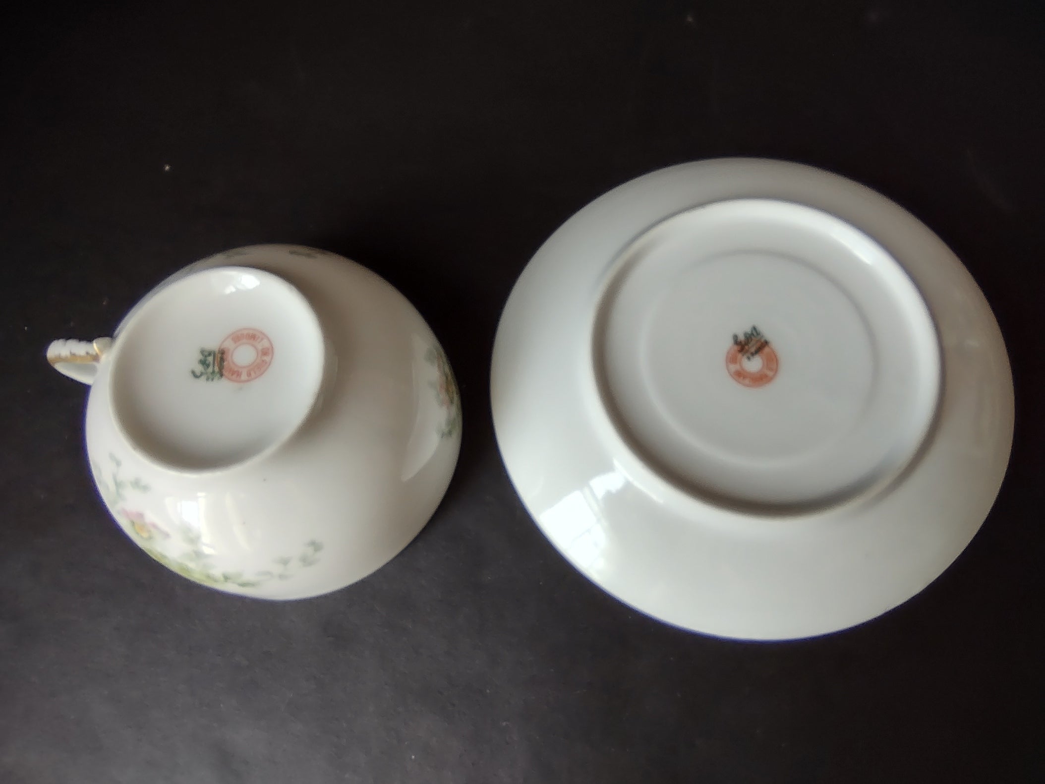 Haviland Limoges GDA Tea Cup & Saucer Pink Daisy Daisies (lot 878)