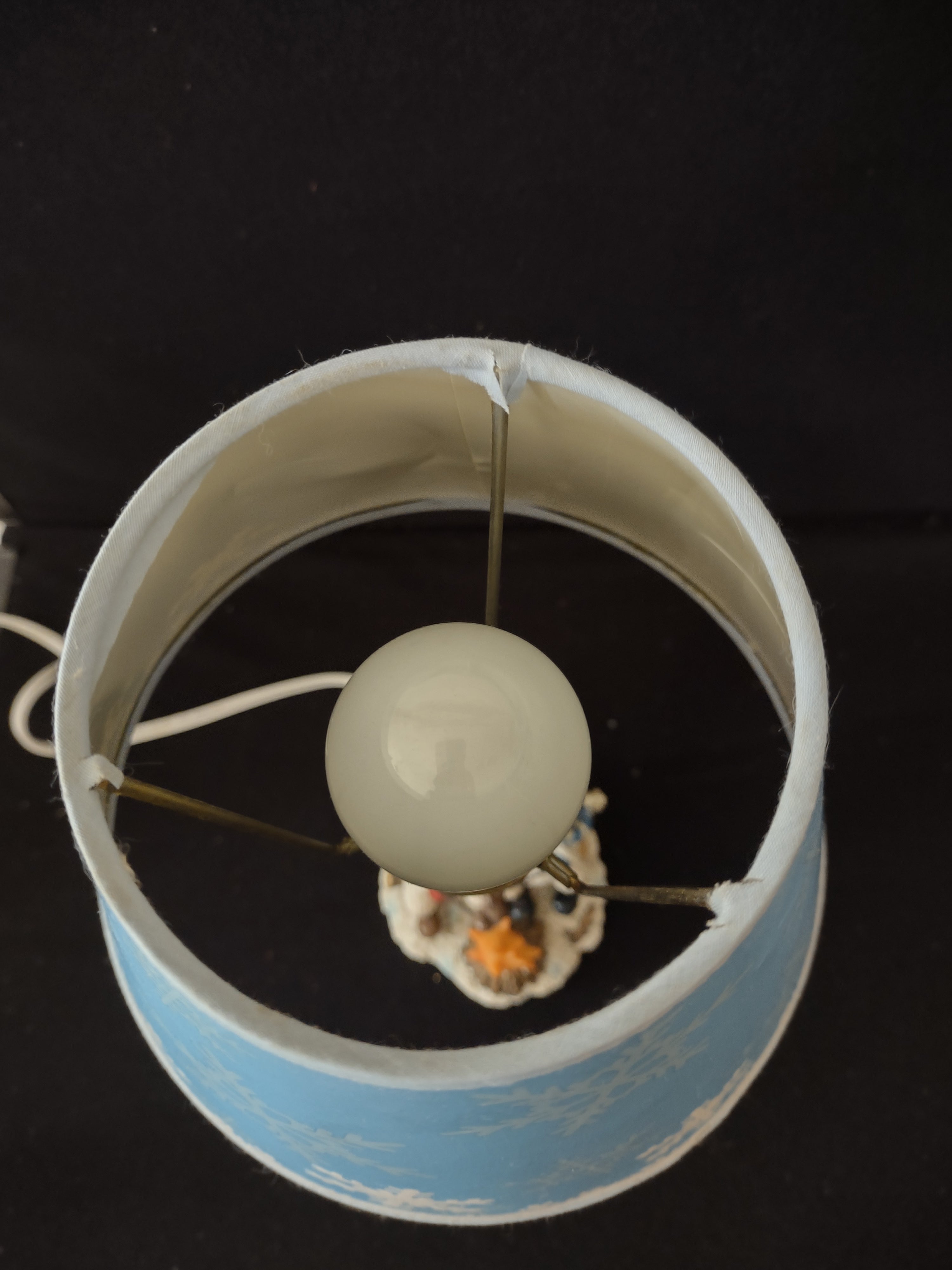 Vintage Christmas Winter Snowman Marshmallows Lamp Snowflake Shade (Lot 3735)