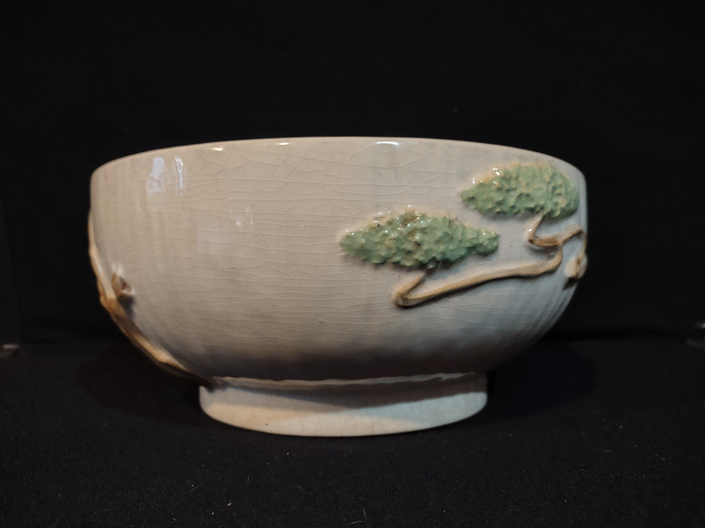Vintage Roseville Ming Tree White 1949 MCM Pottery Ceramic Bowl 527-9 (lot 5364)