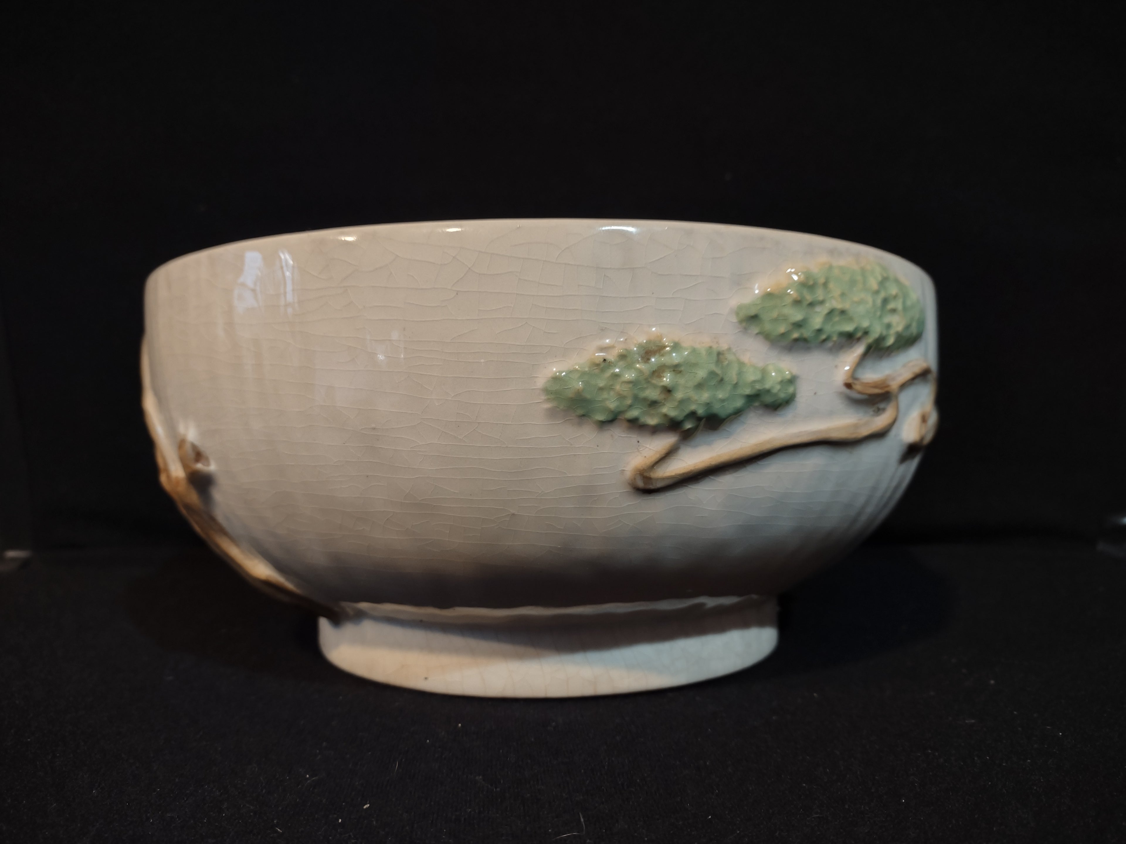 Vintage Roseville Ming Tree White 1949 MCM Pottery Ceramic Bowl 527-9 (lot 5364)