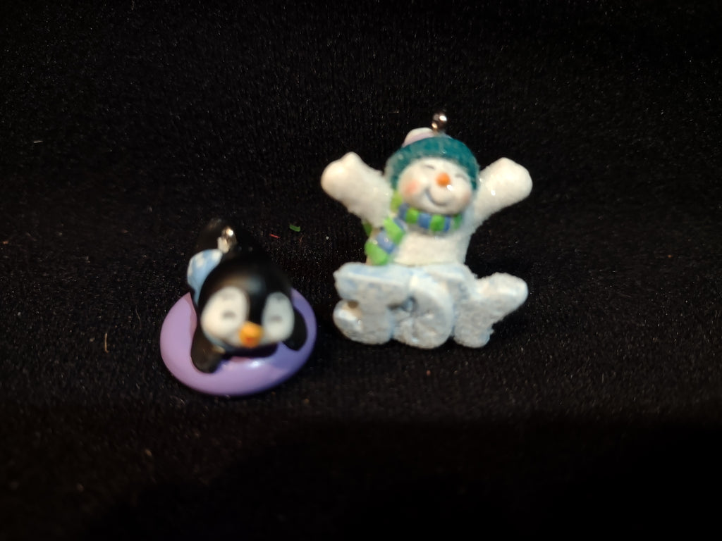Hallmark 2016 Christmas Ornaments Penguin Snowman Very Small (Lot 4803)