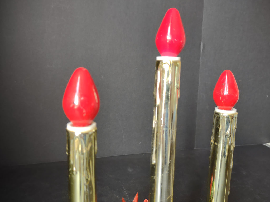 Vintage Candelabra Electric Drip Candle Christmas Golden 3 Lights (lot 2344)