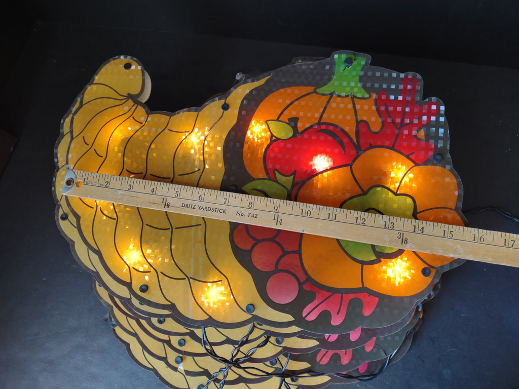 Thanksgiving Cornucopia x 6 Holographic Light Up Window IMPERFECT (lot 3276j)