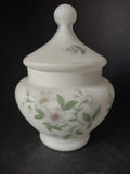Vintage Frosted White Glass Apothecary Jar Canister Flowers 8" (lot 2936c)