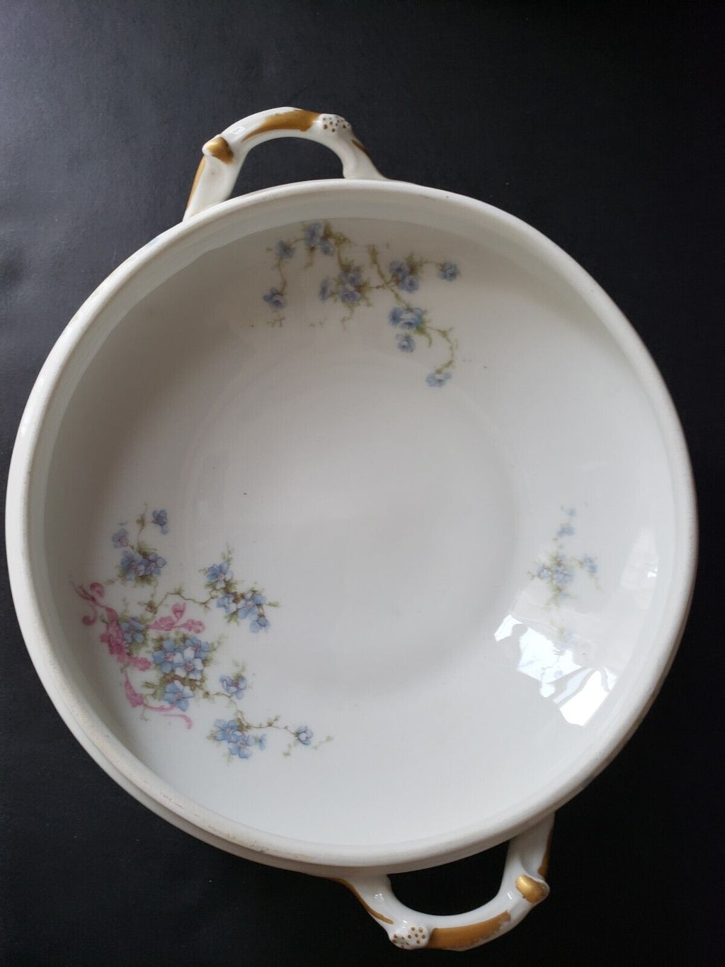 Haviland Limoges France Round Tureen Gold Trim Pink Blue Forget Me Not (lot 572)