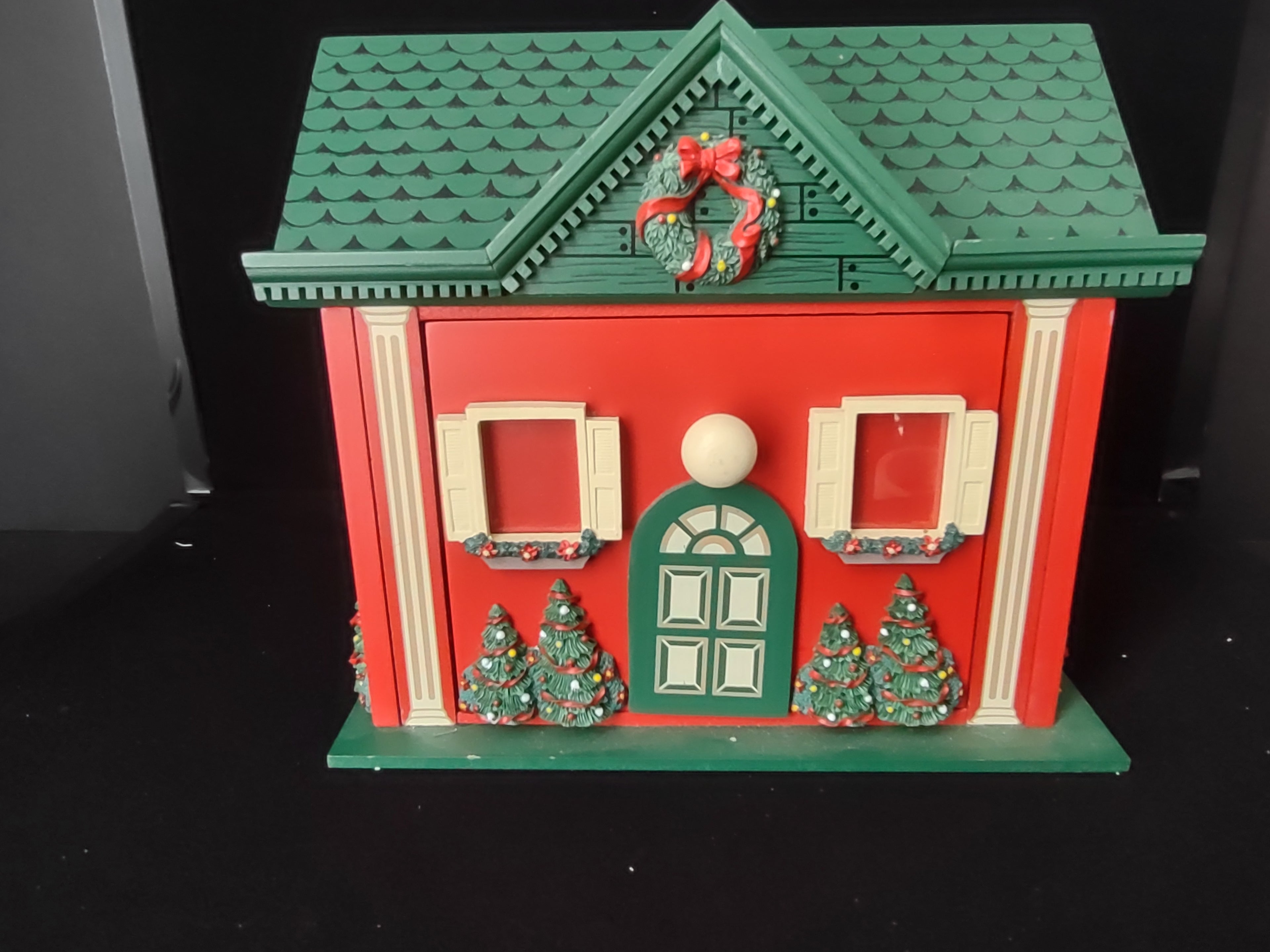Vintage Wooden Table Top Photo Album Christmas House (lot 2369)