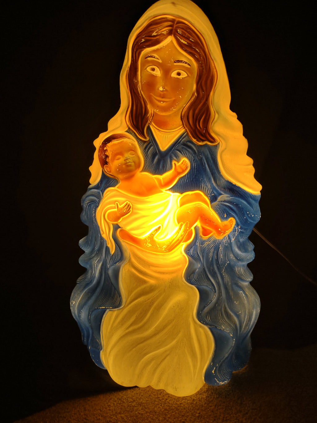 Vintage Christmas Nativity Mary Blow Mold Light Up 28"(lot 1311)