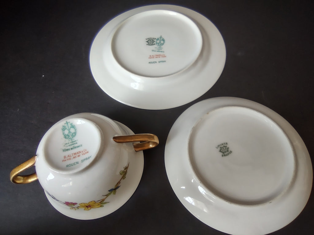 B. Altman Limoges Old Abbey Rouen Spray Pheasant Bouillon Cup & Bread (lot 813)