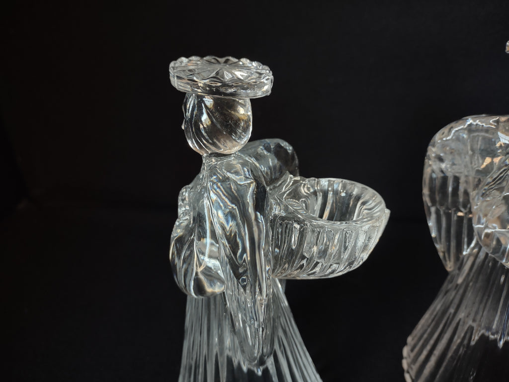 Christmas Set of 2 Glass Angels Candle Holders (lot 1577)
