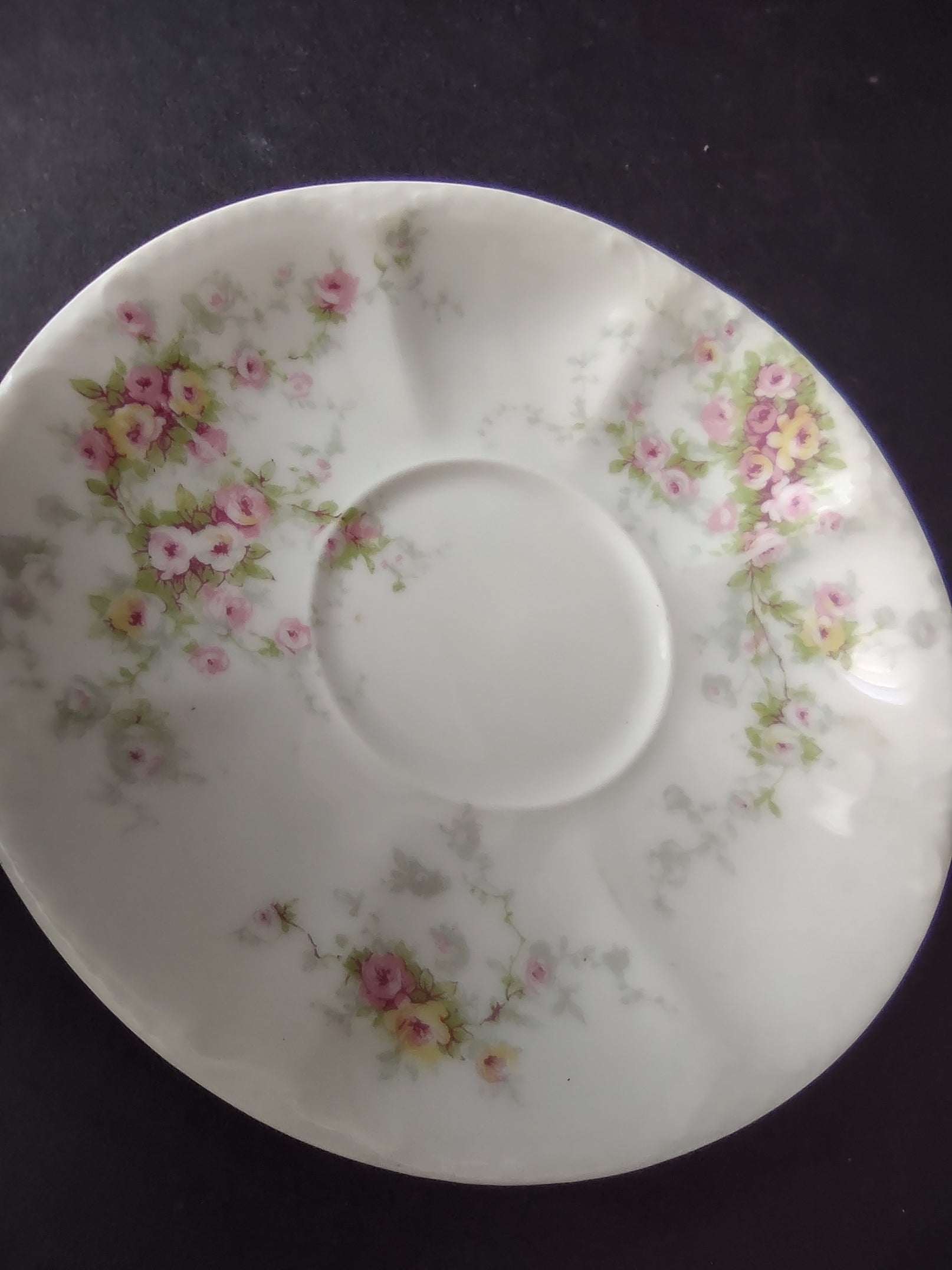 Haviland Limoges 5-1/2" Saucer ONLY Pink Yellow Rose (lot 846)