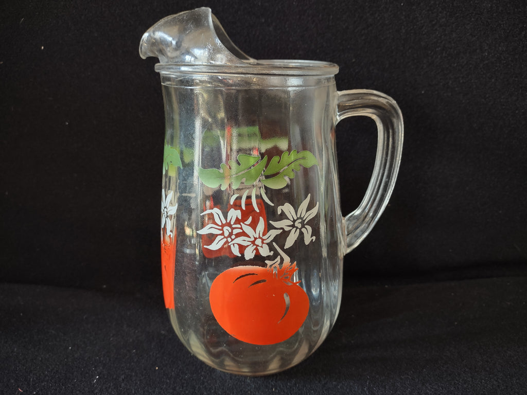 Vintage MCM Bartlett Collins Tomato Pitcher Drinking Glass x 6 (lot 5168)