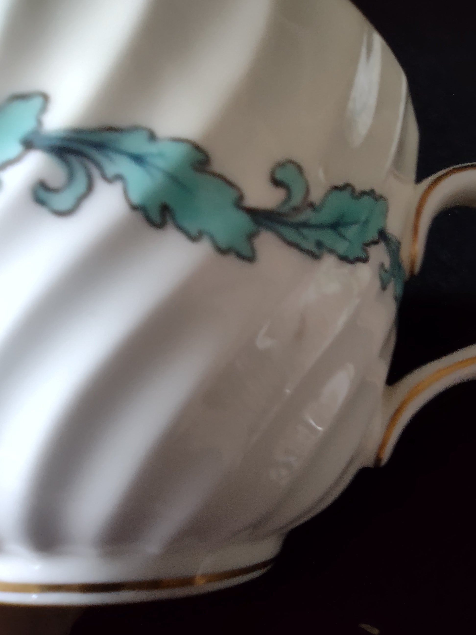 Vintage Minton Ardmore Teacup Bone China Leaf Floral Gold Set Of 2 (Lot 5494)