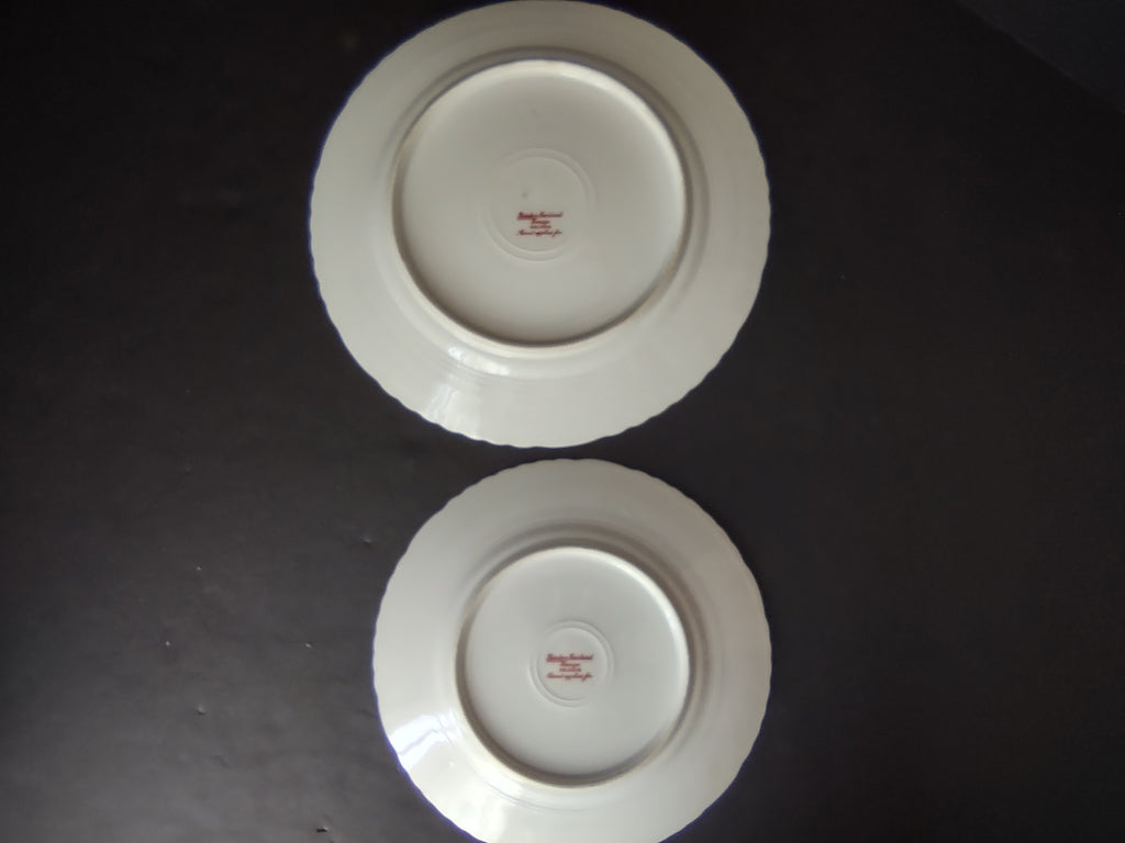 Haviland Limoges Set of Dinner Luncheon Plate Pink Purple Yellow Rose (lot 843)