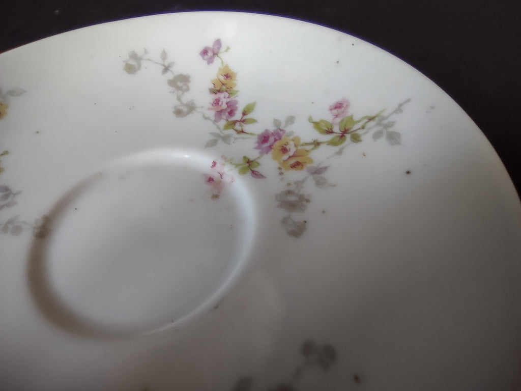 Haviland Limoges Saucer ONLY Pink Yellow Rose (lot 917)