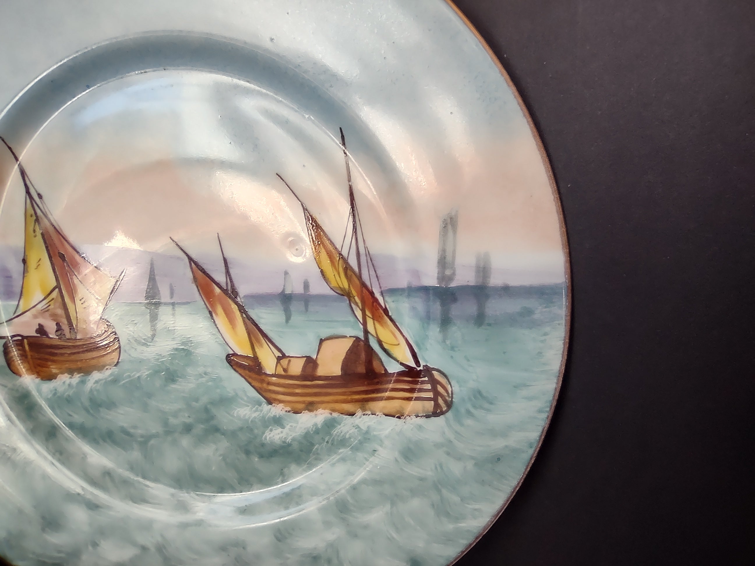Limoges France Cabinet Plate Boats Design 10-1/4" (lot 1115)