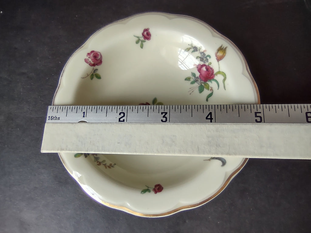 Haviland Limoges 6 x Small 5" Cranberry Bowl Peony Flower Cream Color (lot 924)