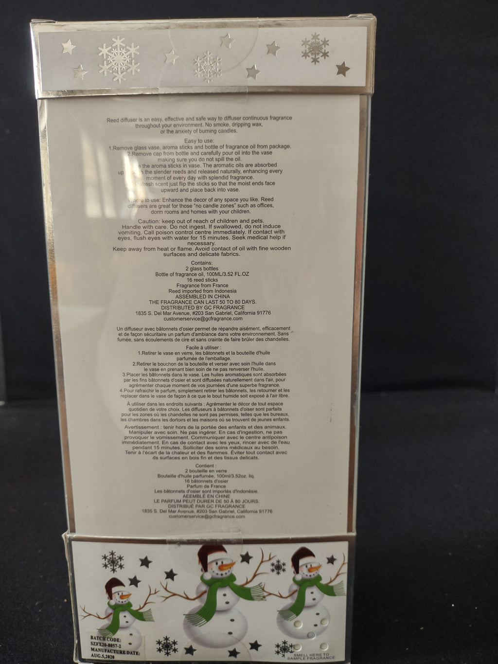 Snowmen Winter Wonderland Pine Sandalwood Lemon Oil Diffusers (Lot 3511)