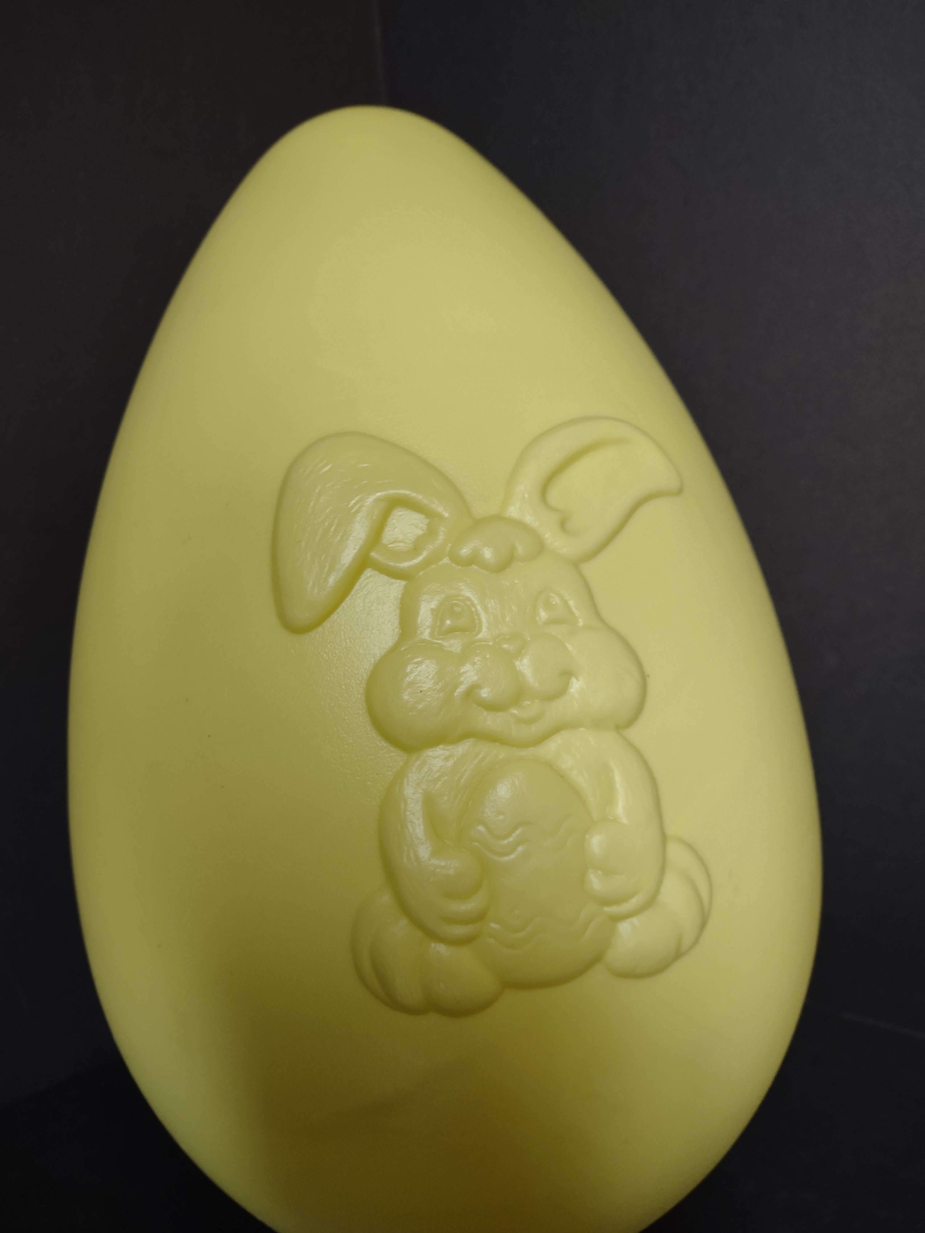Vintage Blow Mold Easter Egg Yellow with Bunny 13" tall (lot 1470)