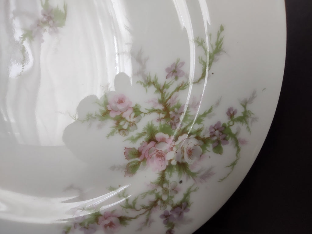 Haviland Limoges Dessert/Salad Plate Pink White Cabbage Rose Moss (lot 904)