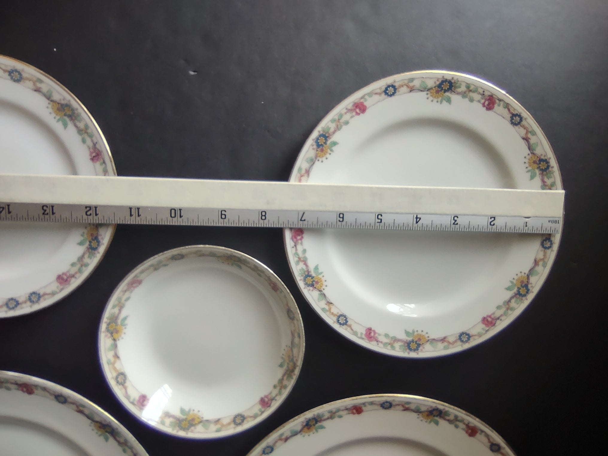 Depose Ahrenfeldt Limoges Dinner Dessert Bread Plate Pink Yellow Rose Gold (861)