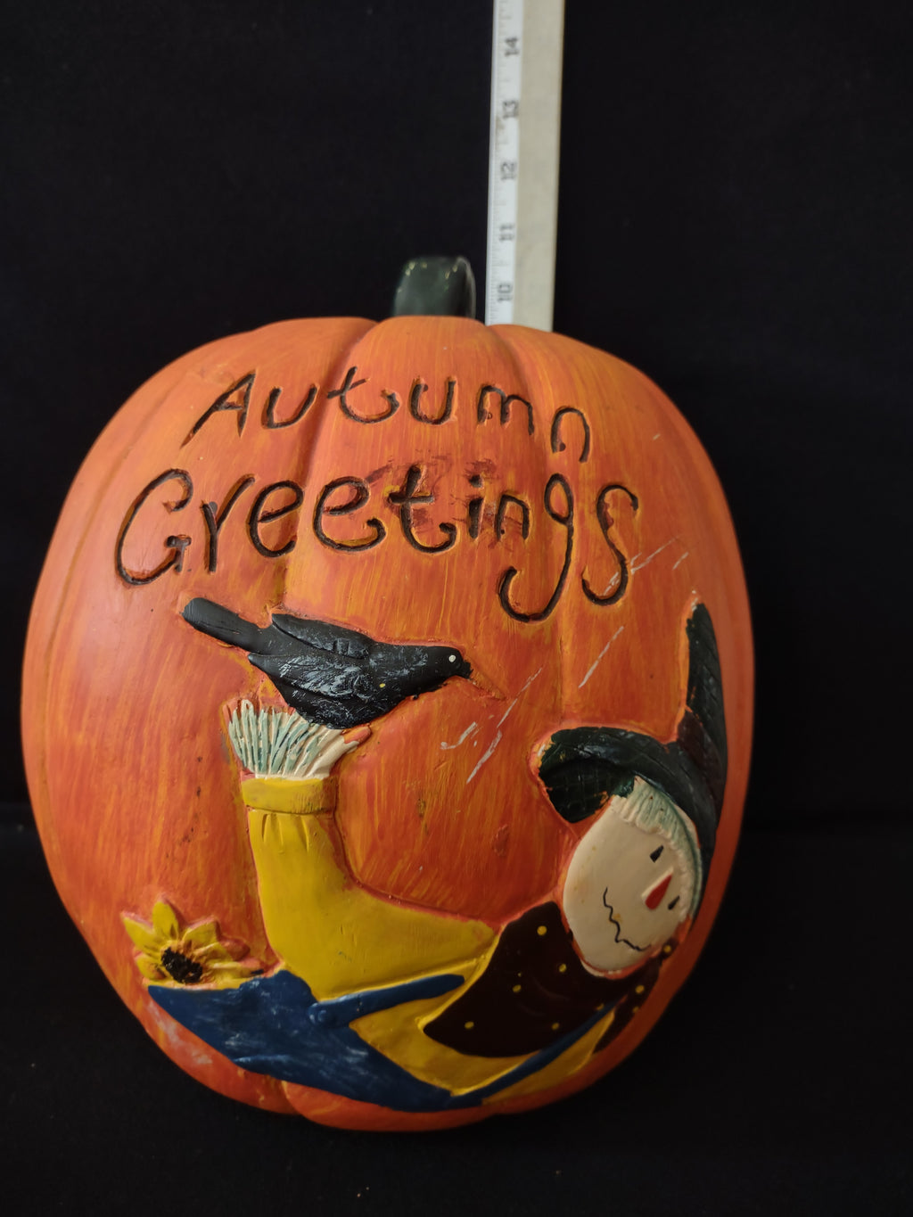 Halloween/Thanksgiving Ceramic Welcome Scarecrow Pumpkin (Lot 3121)