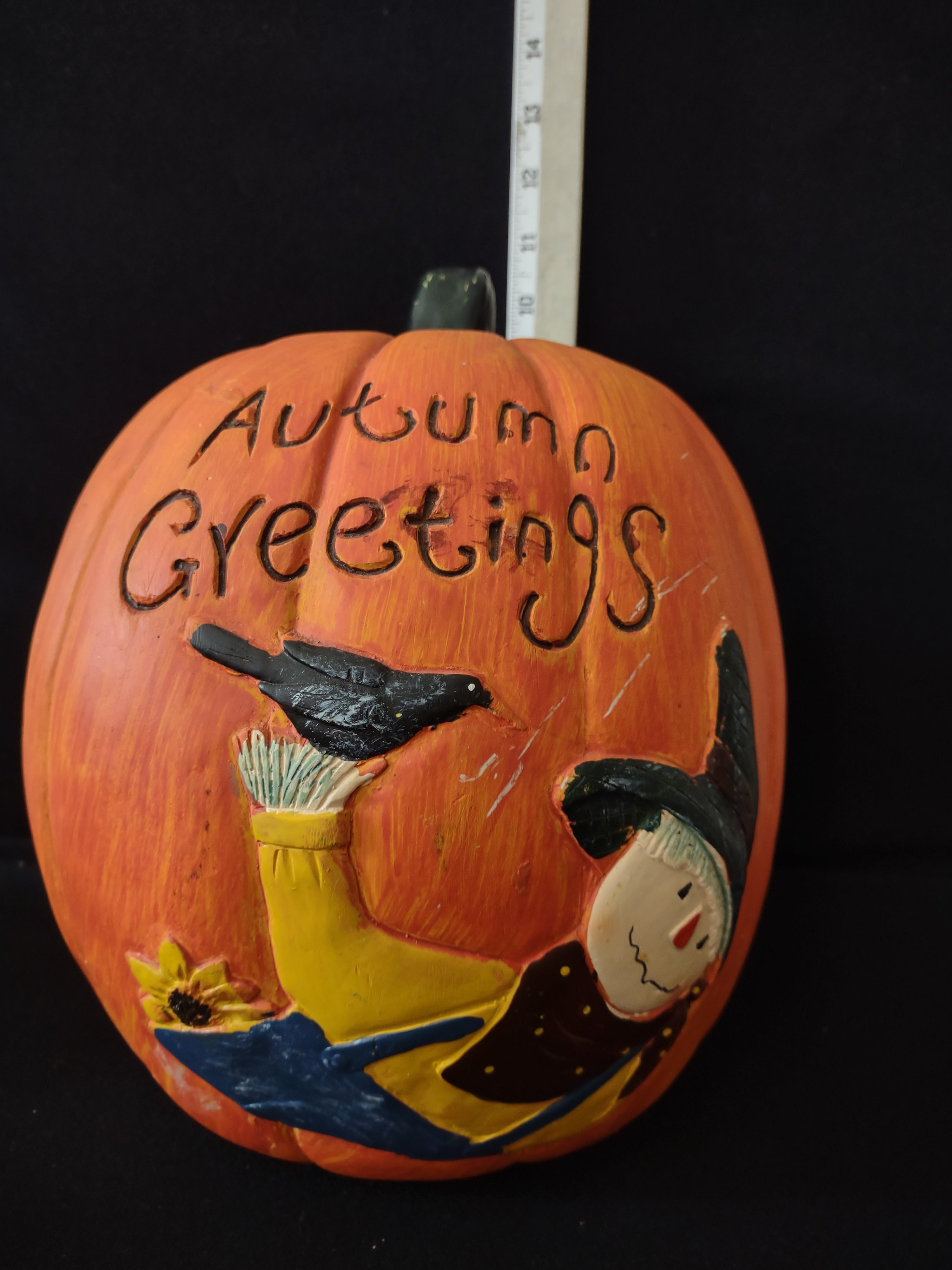 Halloween/Thanksgiving Ceramic Welcome Scarecrow Pumpkin (Lot 3121)
