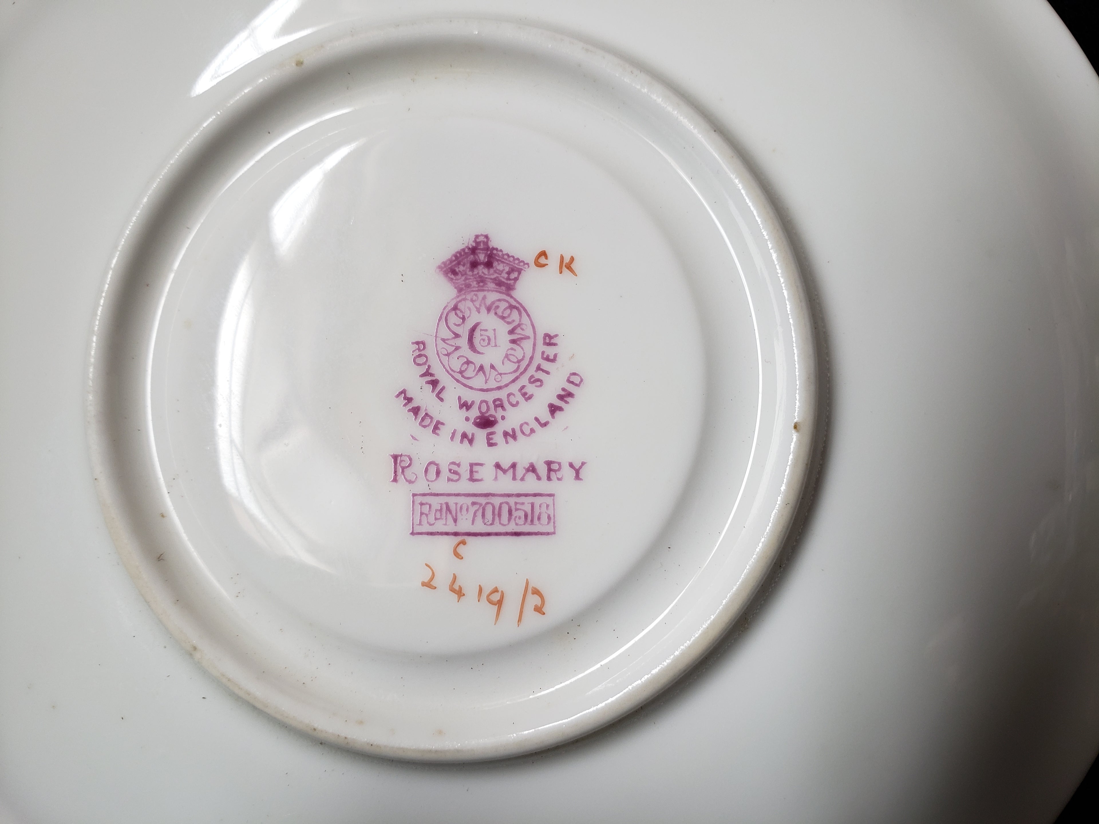 Vintage Royal Worcester Rosemary Saucer ONLY 5-7/8" (lot 2090)