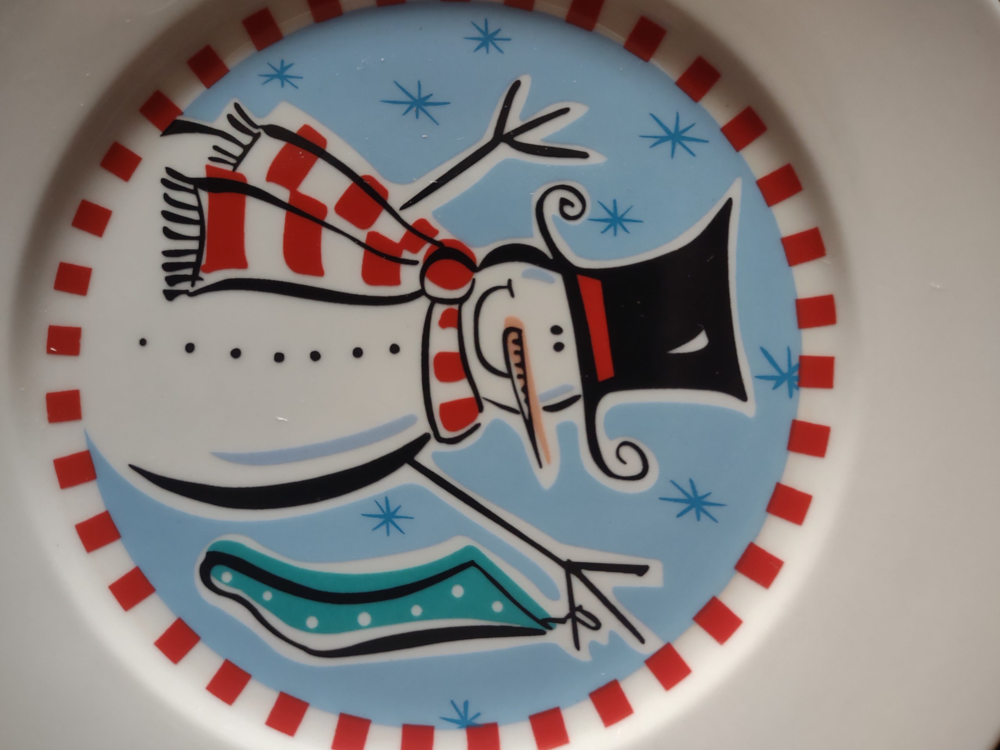 Christmas Winter Snowmen Kathryn Beich Dessert Plates Set Of 4 (Lot 4651t)