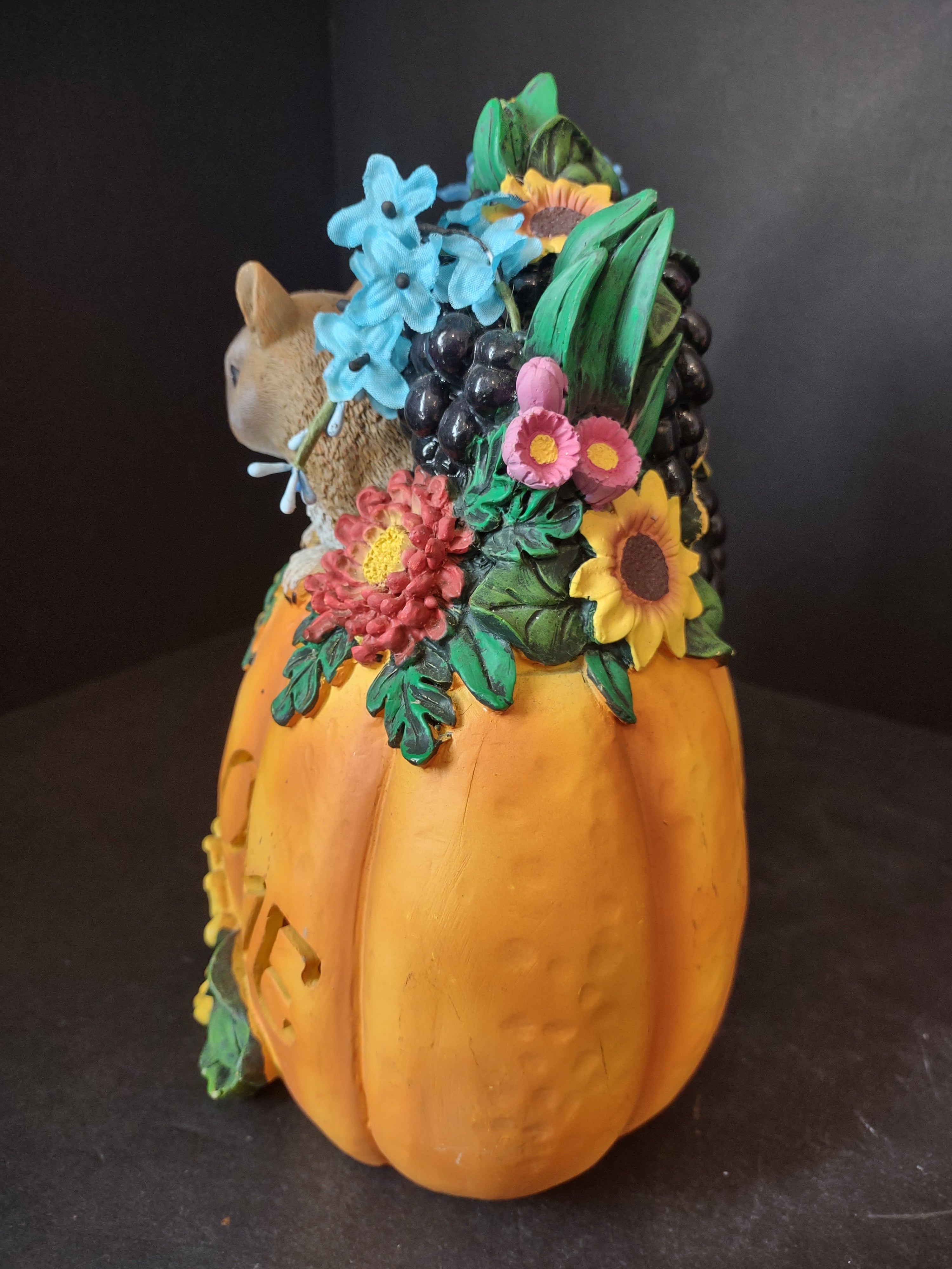 Fall Halloween Ceramic Welcome Sign Pumpkin Squirrel 9" Light Up (lot 2976j)