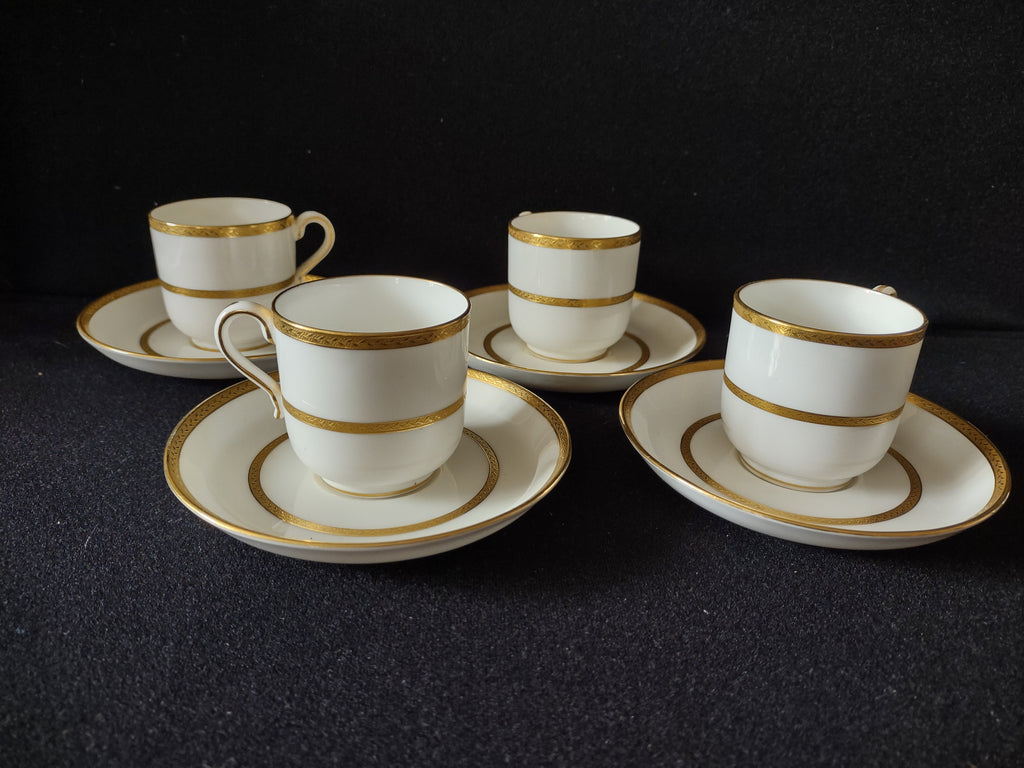 Vintage Minton Gold Gilt Laurel Leaf Fine China IMPERFECT Set Of 4 (Lot 5485)