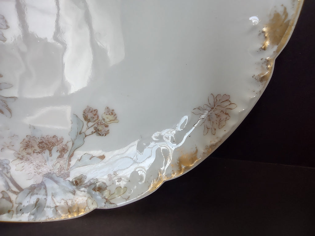 Haviland Limoges Pink Blue Gold Trim Dessert Plate (lot 969)