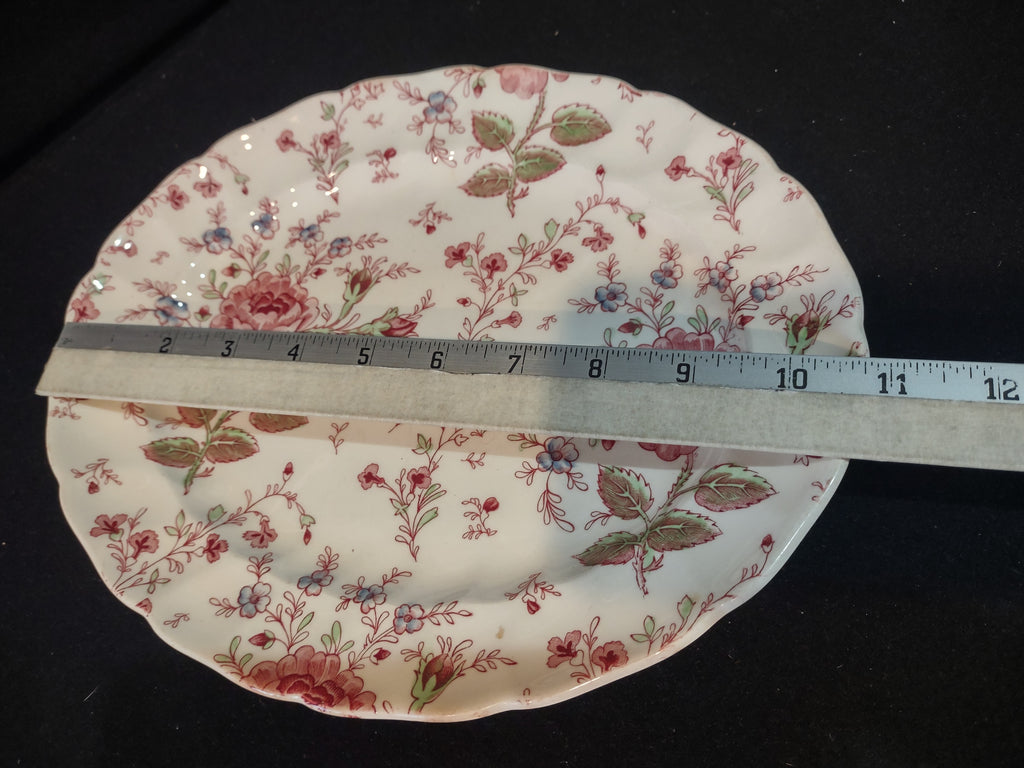 Vintage Serving Platter Rose Chintz Johnson Bros Red Stamp (lot 5689)