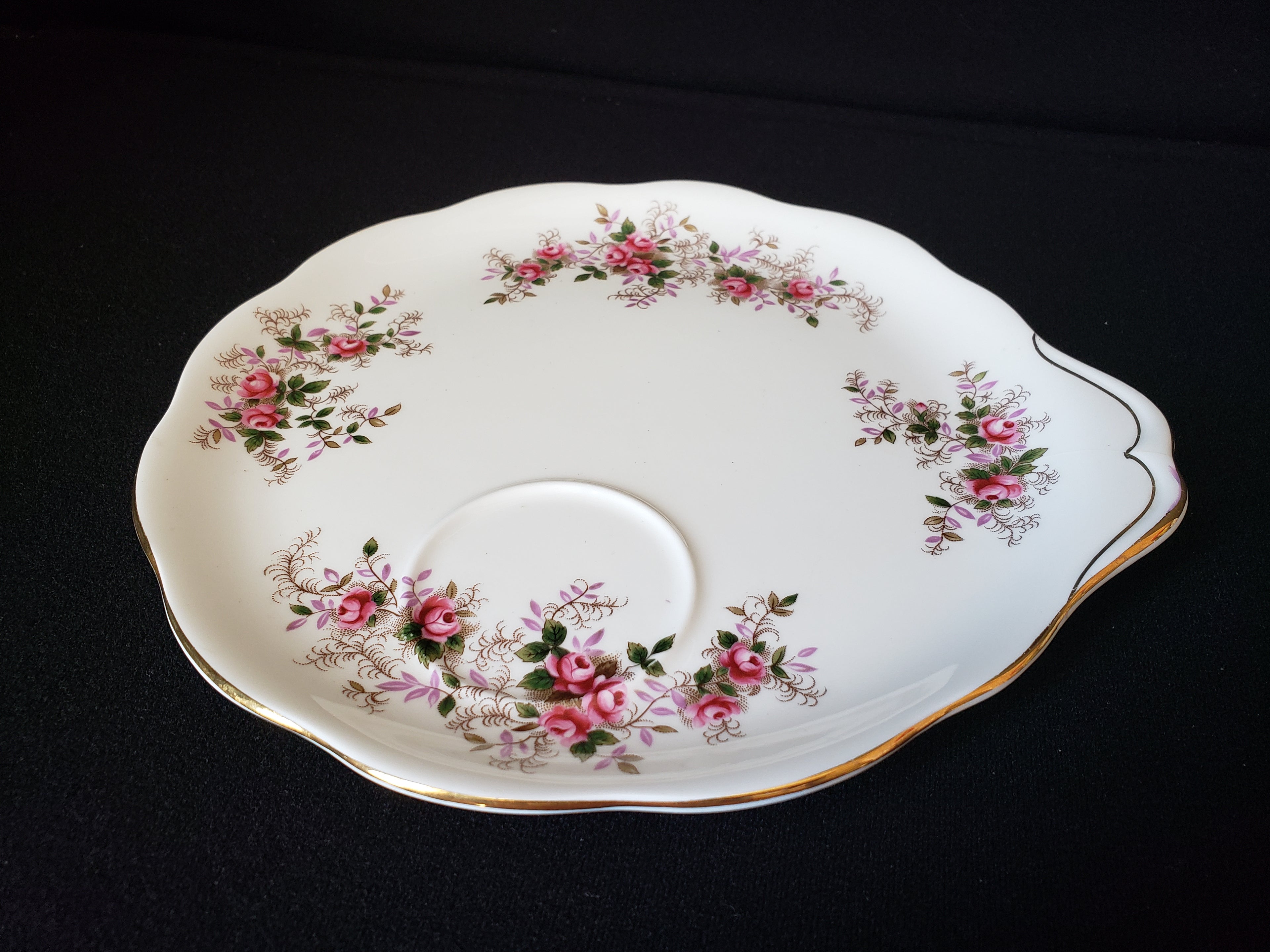 Vintage Royal Albert Dessert Plate Lavender Rose Gold Trim (lot 2044)