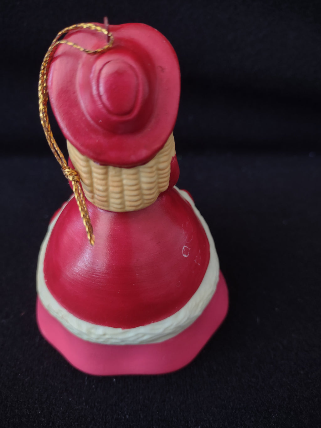 Vintage 1991 Special Sister Christmas Bell Ornament Red Coat Bows Holly (Lot4171