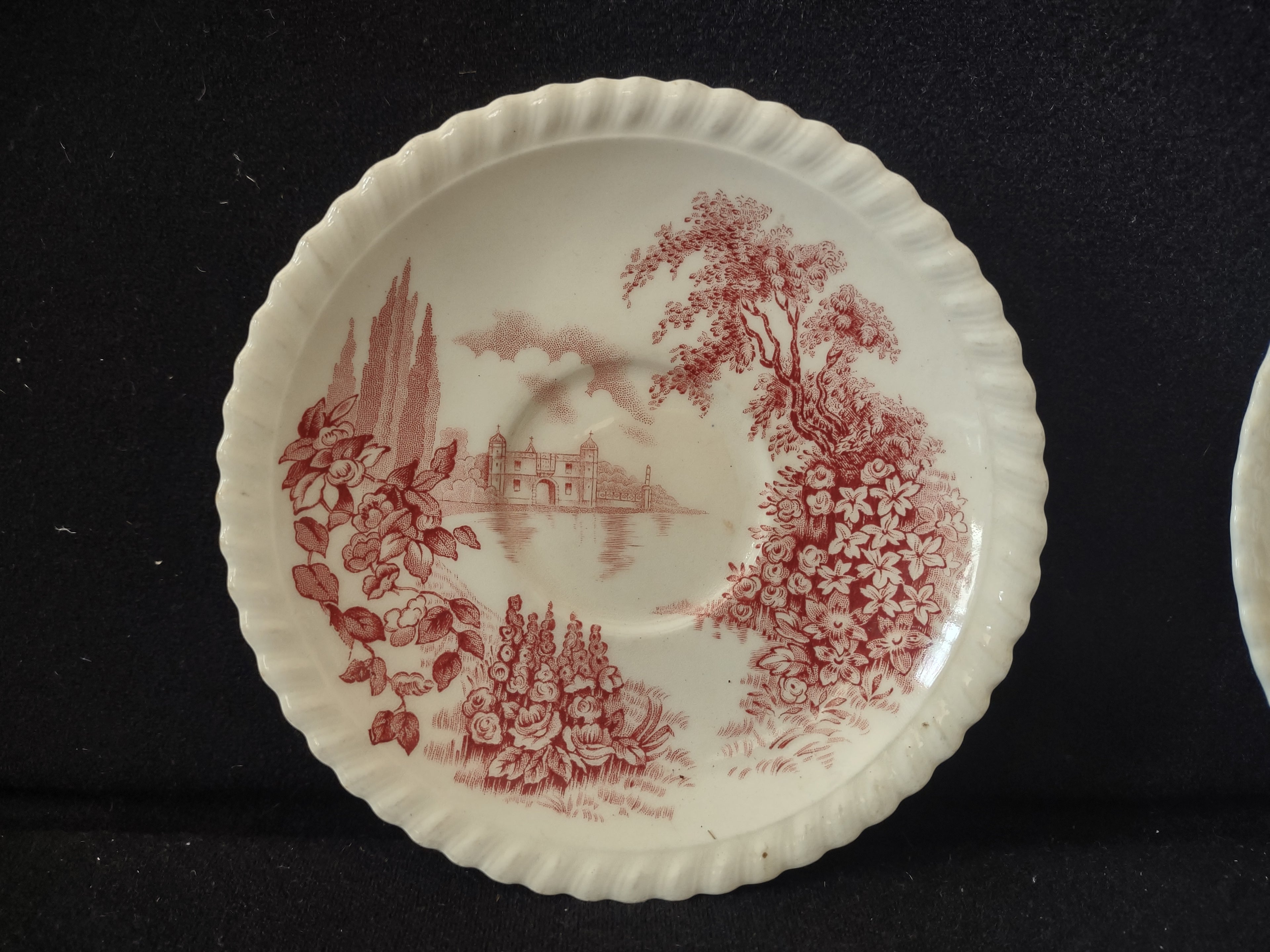 Vintage Castle On Lake Johnson Teacup Saucer x 2 English Countryside (lot 5706