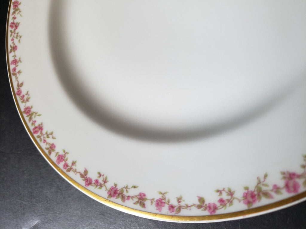 Haviland Limoges France Salad Plate Gold Trim Pink Rose Garland (lot 569)