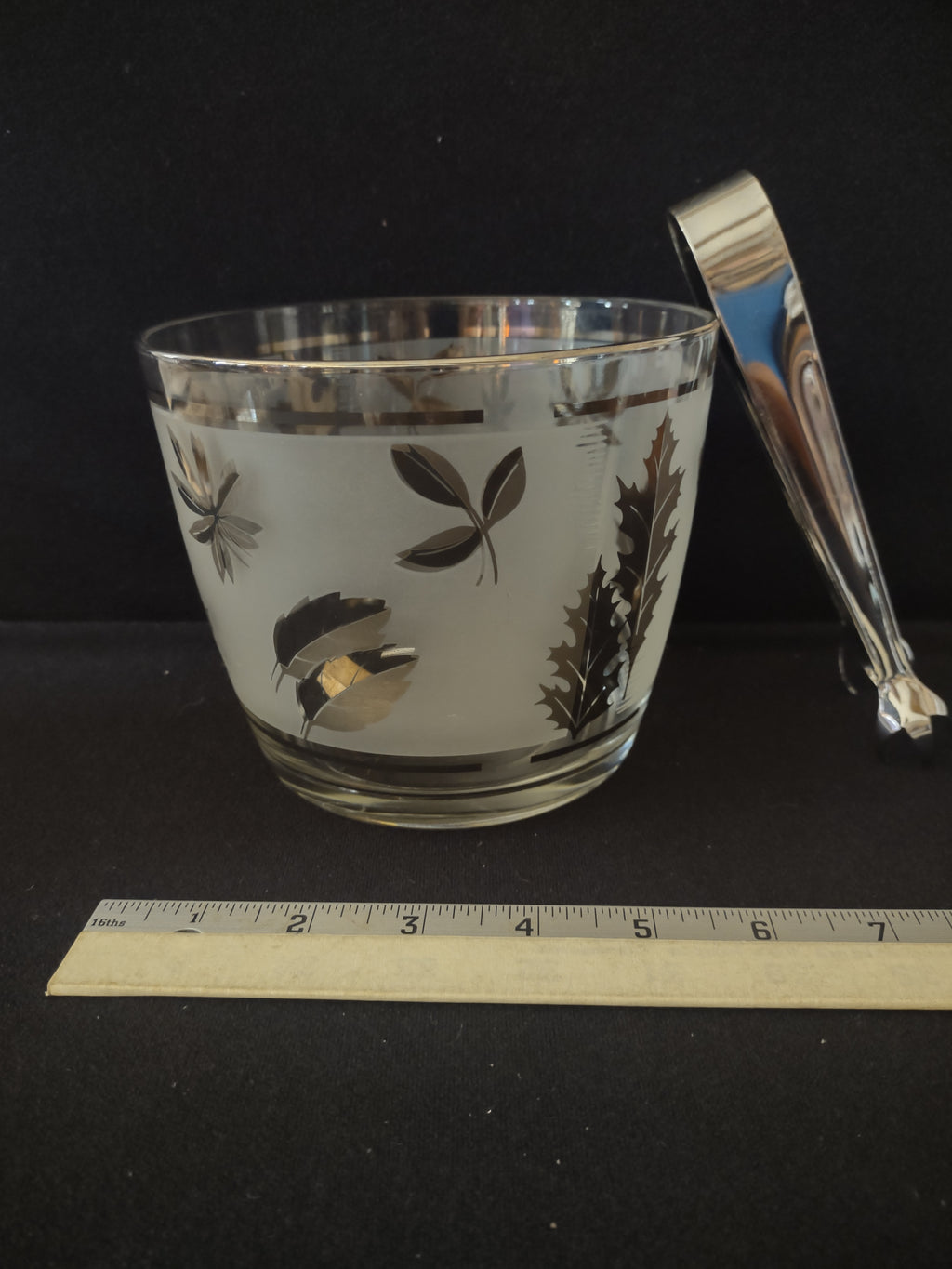 Vintage Libbey Silver Leaf Foliage Ice Bucket With Tongs (Lot 3225)