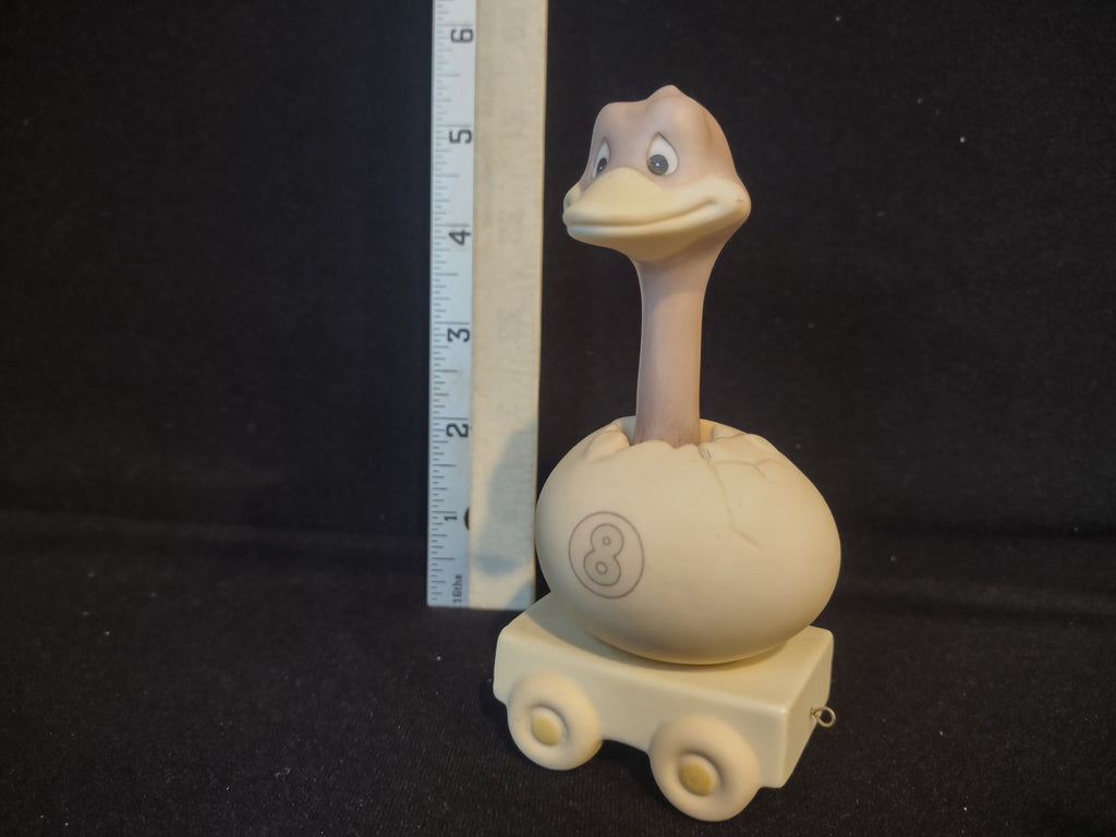 Precious Moments Birthday Train Year #8 Ostrich Porcelain (lot 2559c)