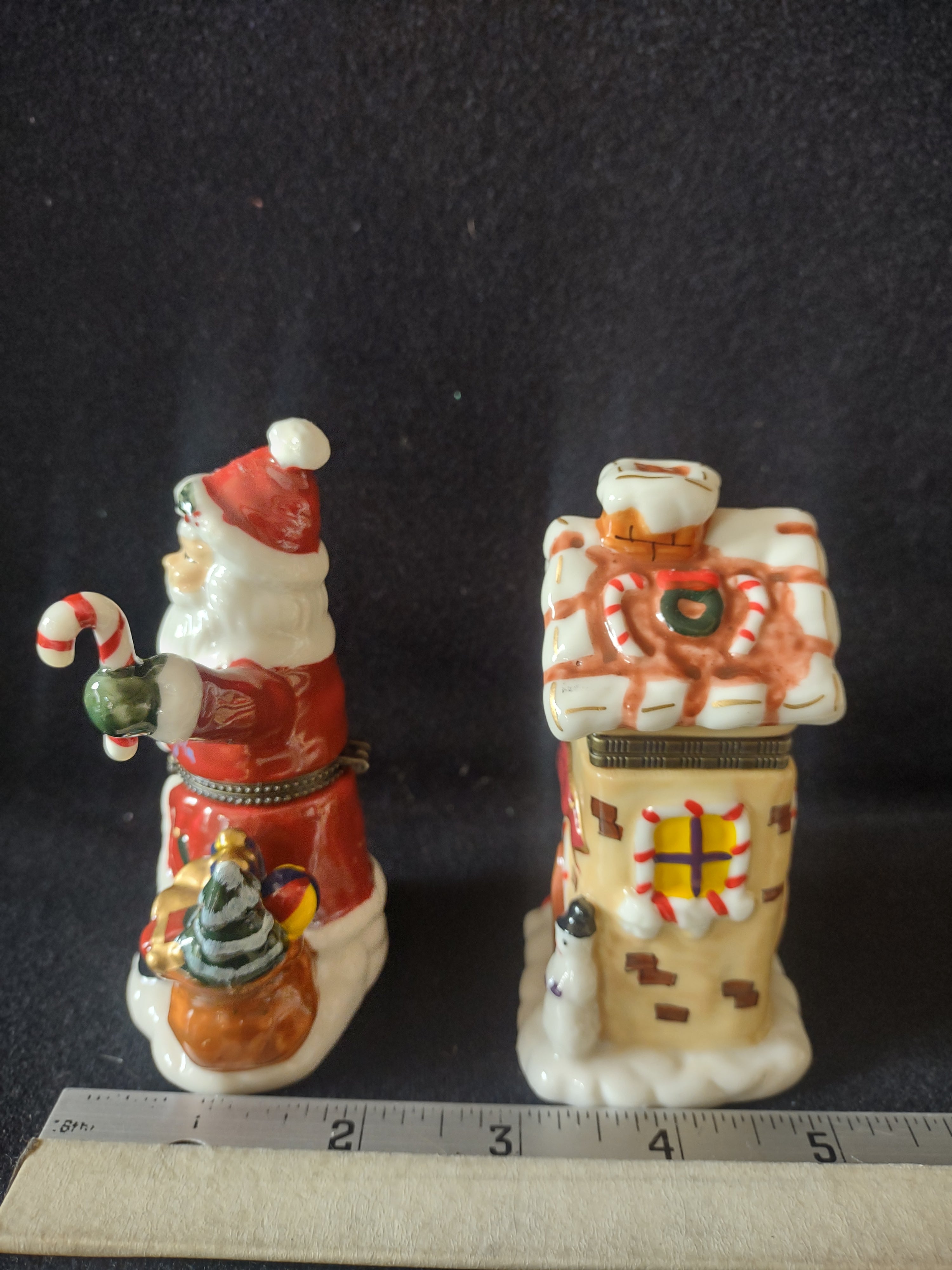 Christmas Holiday Trinket Box x 2 Santa Village House Gift (Lot 4549)