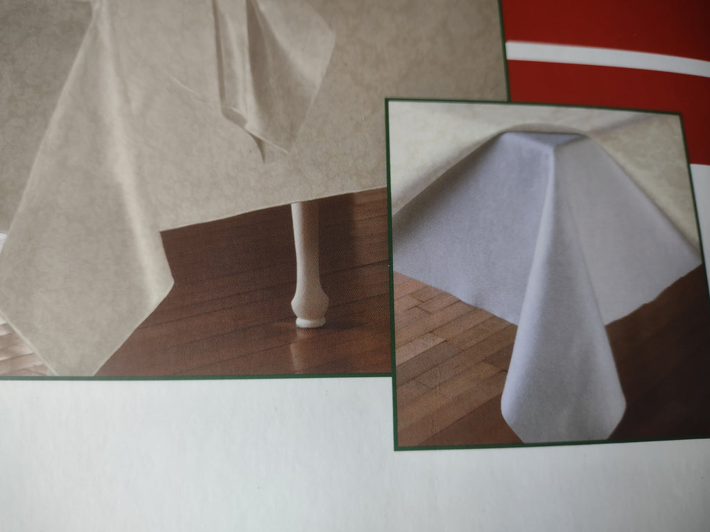 Ivory Table Round 70" Tablecloth Vinyl Table Pad 6 Coordinating Napkins lot 1743