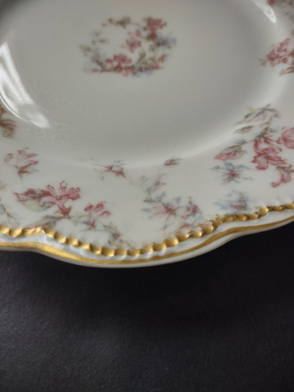 Haviland Limoges France Double Gold Trim Dessert Plate Flower (lot 635)